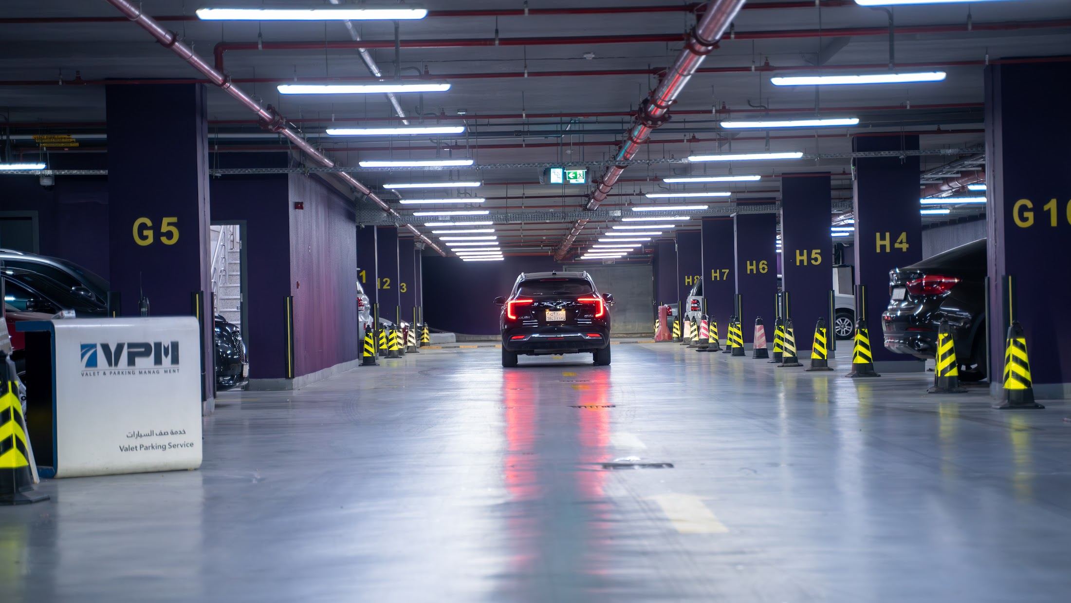 Managed underground car park with clear bay numbering